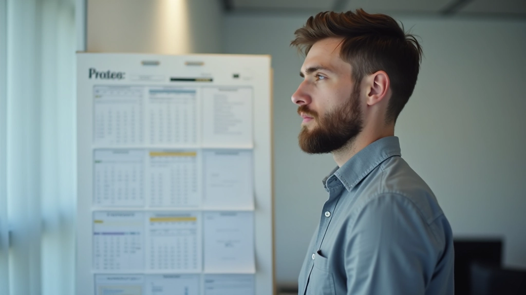 Muž v kanceláři u kalendáře, horní polovina těla, profesionální postoj